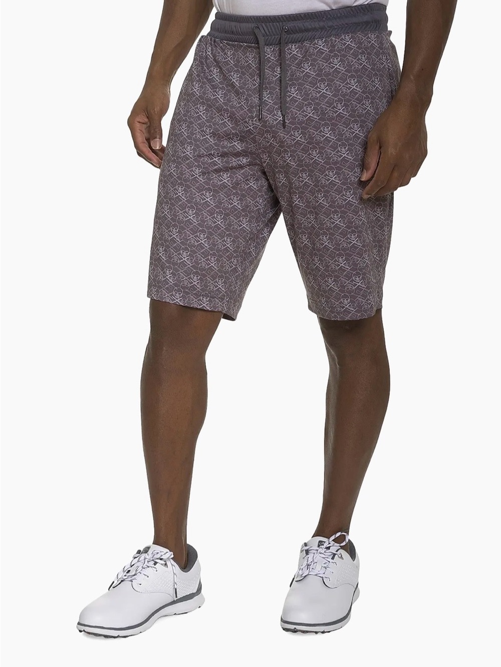 Robert Graham Gray Golf Iron Skull Patterned Athletic Shorts